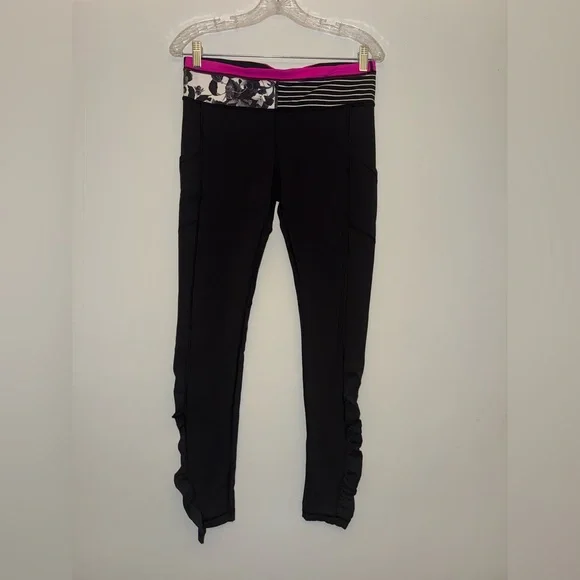 LULULEMON Speed Tight *Brushed Interlock Black Quilt Reflect Ruched Leg pants 8✨ - Picture 4 of 14